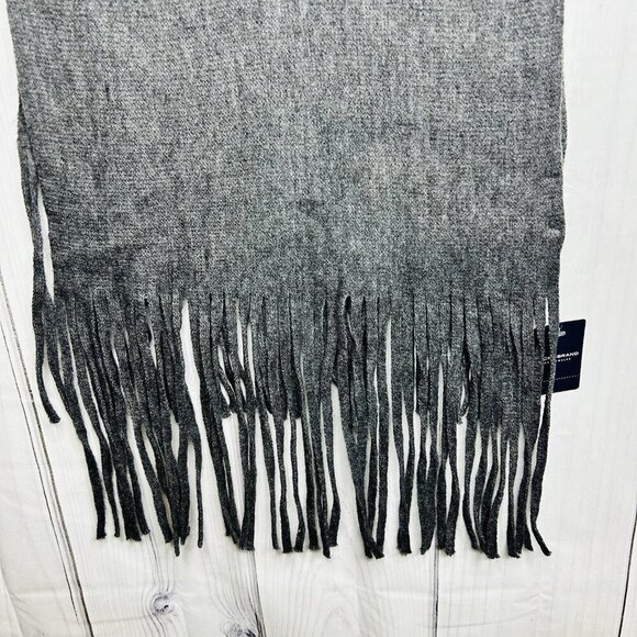 Lucky Brand Solid Brushed Scarf Dark Heather Grey w/Fringe 15" X 88" NWT - Picture 2 of 6